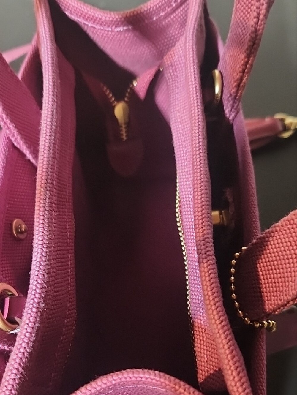 Coach Magenta Canvas Mini Tote with Turn-Lock - Picture 8 of 11